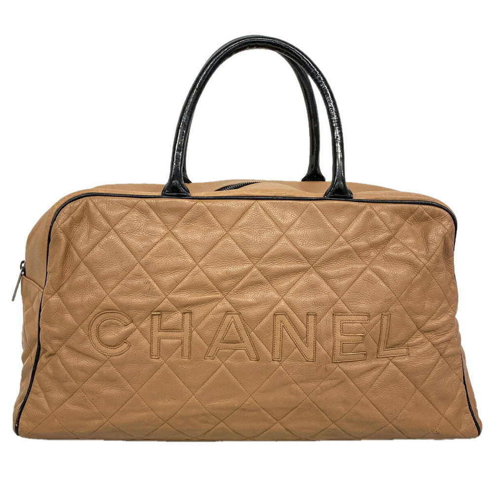Chanel Matelassรฉ Boston Bag, Caviar Leather, Brown/Black, Women's, P3679620